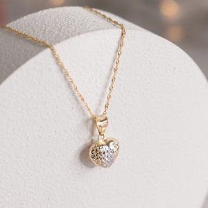 Collar oro amarillo 18k corazón tricolor