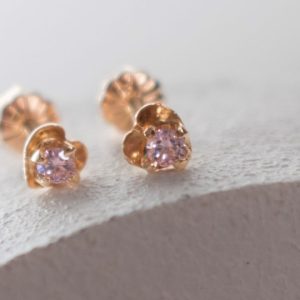 Aro oro 18k corazón rosa bebé