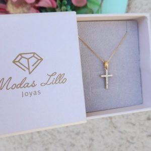 Collar cruz circones oro amarillo 18k