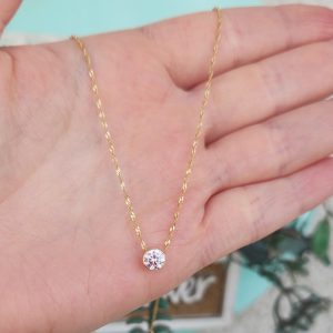 Collar oro 18k punto de luz circón