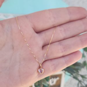 Collar Corazón Rosa Oro 18k