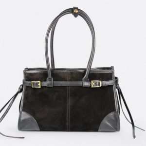 SOHO – Bolso de Hombro Estructurado de Ante Negro