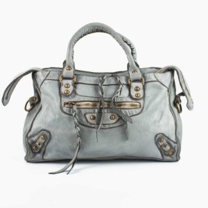 Bolso City de Piel Bob – Gris Azulado Claro