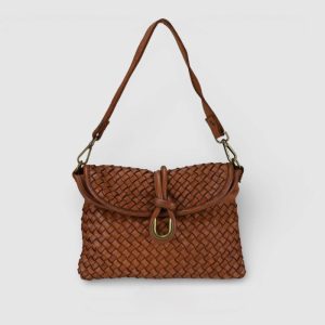 Bolso Bandolera Monaur Fortuna de Piel Trenzada  – Camel