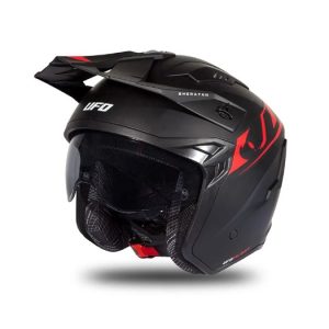 Casco Jet UFO SHERATAN Negro/Rojo Mate HE187