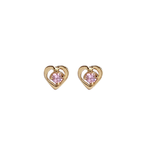 Aros oro 18k corazón rosa de francia bebé/ niña