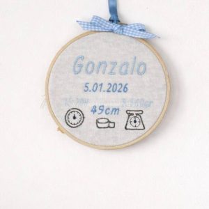 Bastidor bordado personalizado – Nacimiento de bebé