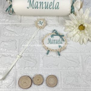 Pack cojin antivuelco, broche y porta chupete