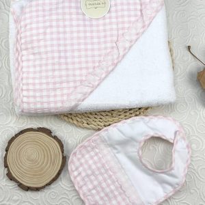 Toalla + Baber Vichy Rosa