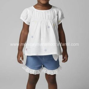 Conjunto Blusa Blanca y Short Denim