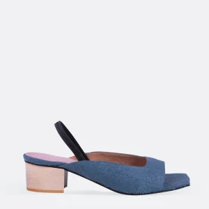 Ananas Bleu Peep Toe vegan sandals