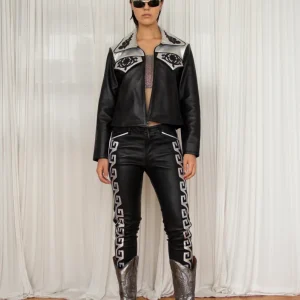 PANTALÓN PIEL GRECA PLATA