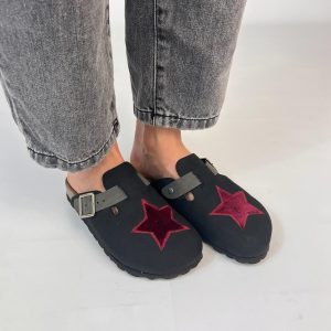 A Star Burgundy Clogs