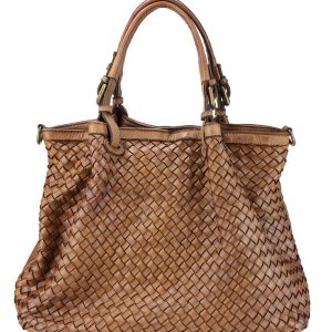 Nine – Bolso De Piel Trenzada Camel
