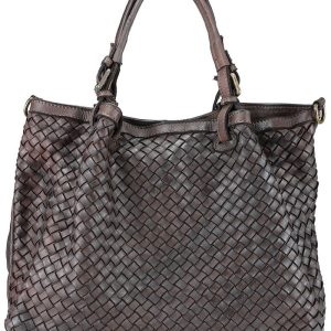 Bolso Nine piel trenzada marrón chocolate