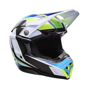 CASCO BELL MOTO-10 SPHERICAL GRID BLANCO AZUL