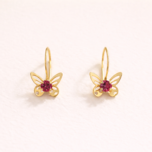 Aros Colgantes Mariposa Rubí