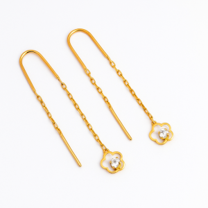 Aros oro margarita circón