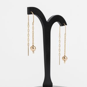 Aros colgantes oro 18k bolita