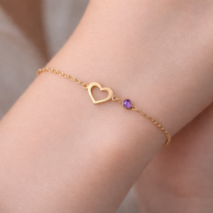 Pulsera Corazón Amatista Oro