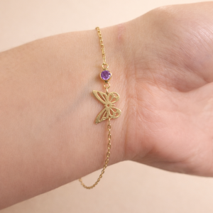 Pulsera Mariposa Amatista Oro
