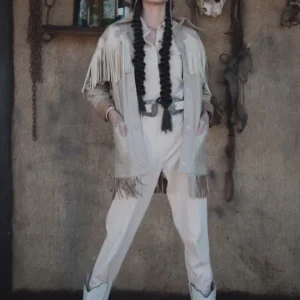 Camisola de piel color crema, detalles en color ostion